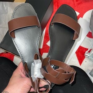 Women’s Fashion Nova Brown + Black Sandal Size 7.5